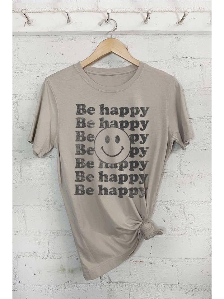 Rustee Clothing - Wholesale Screen Printed T-Shirt - Women's - BE HAPPY4