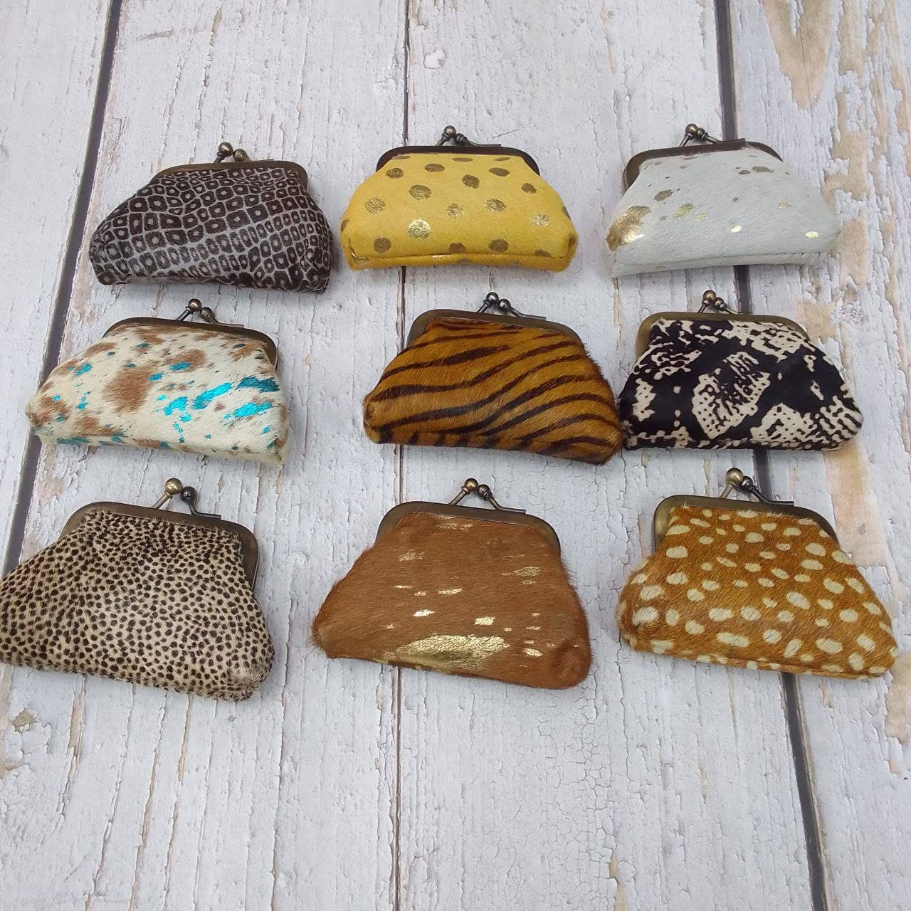 Hecho a mano – Porta-moedas - Mulher por atacado – Porta-moedas com estampa de animal e fecho metálico P3