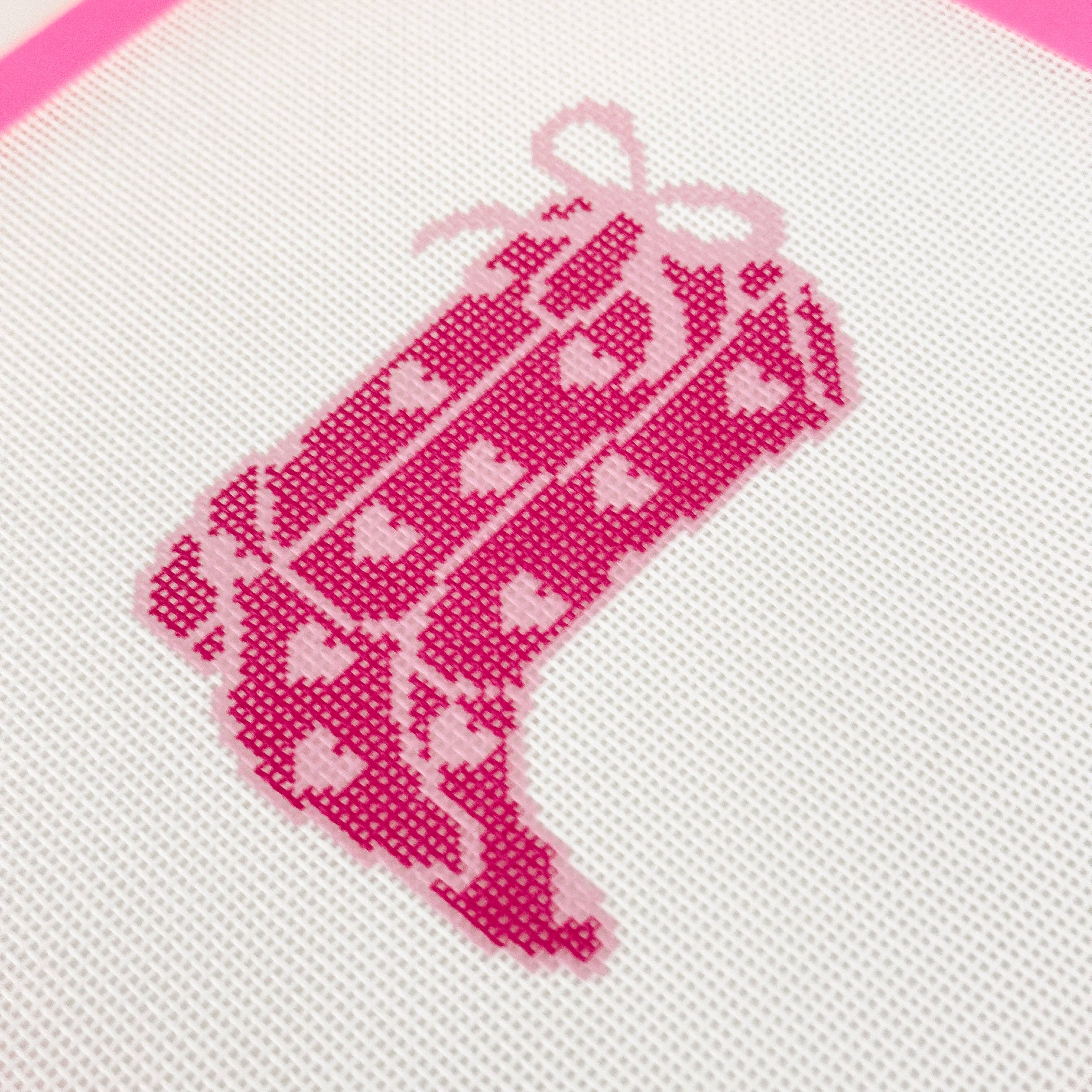 Cotswold Co Designs - Wholesale Embroidery/Cross Stitch Supplies - Hand-Painted Heart Coquette Cowgirl Boot Needlepoint Canvas | 4” Design | 18 Mesh Southern-Inspired Design3