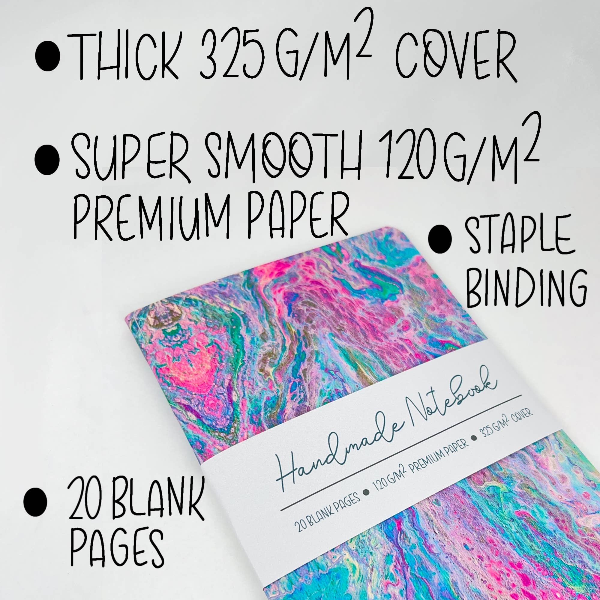 Art by Erica H & Rebel Stitchers - Wholesale Notebook - Liquid Art - Style 6 - Handmade Saddle Bound Notebook3