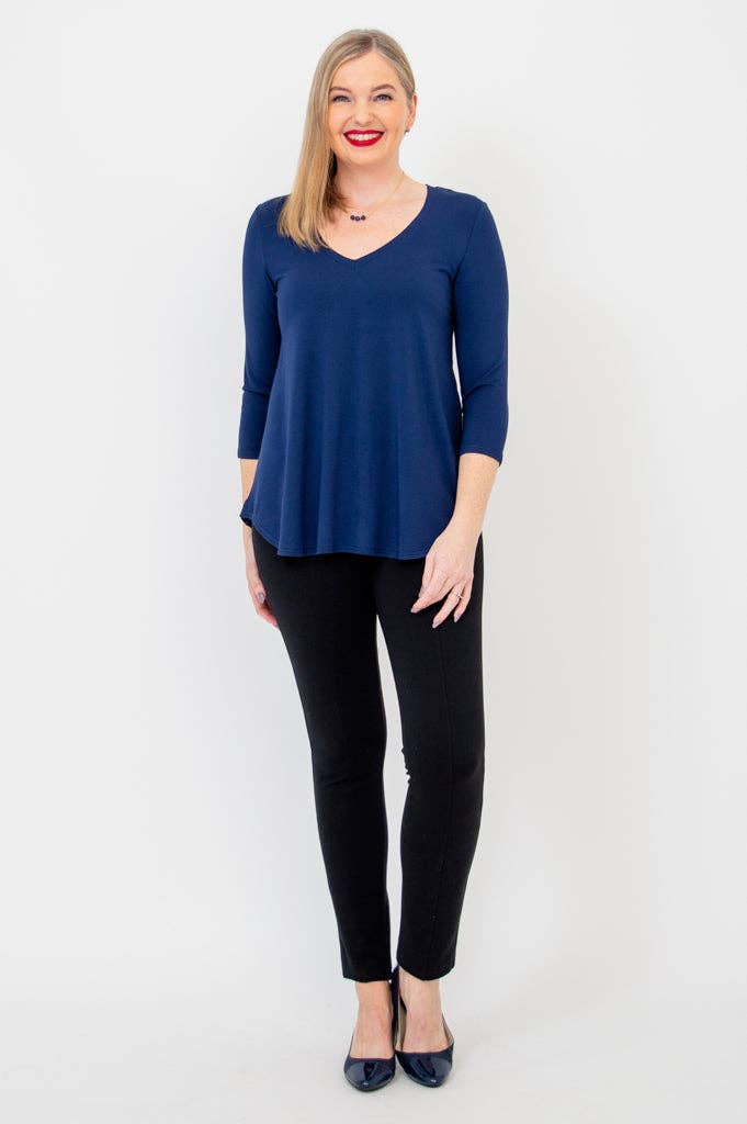 Blue Sky Clothing Co LLC – wholesale Tunic – Women’s – Jackie 3/4 Sleeve, Indigo, Bamboo3