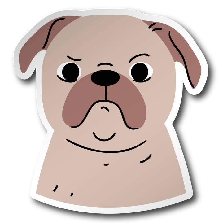 Pug Face Illustration Dog Sticker Vinyl Decal for wholesale by CJ's Sticker Shop