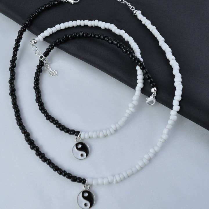 TheMellys - Wholesale Pendant/Charm Necklace - Beaded Yin Yang Charm Necklace | Balance Necklace