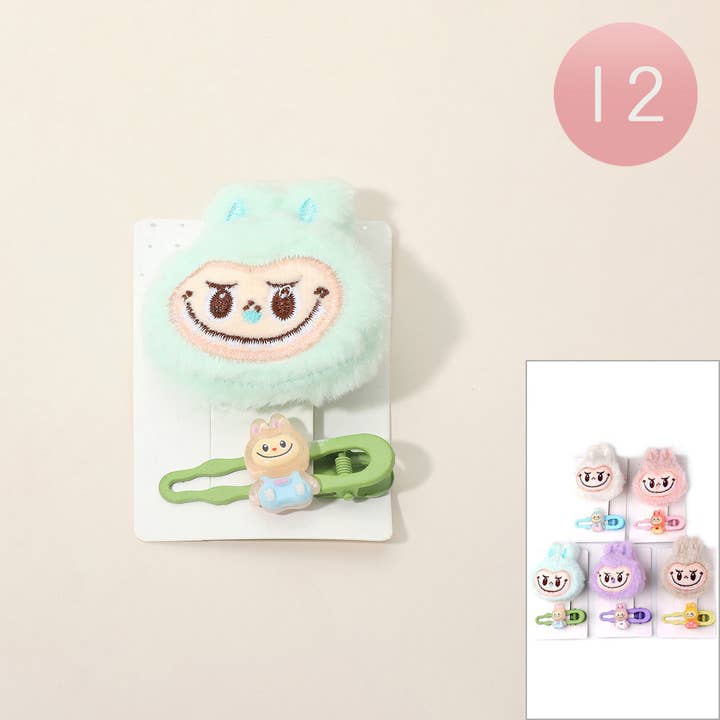 12 SET Labubu Monster Hairband Alligator Snap Hair Clip Set for wholesale by Sensibling Corp.