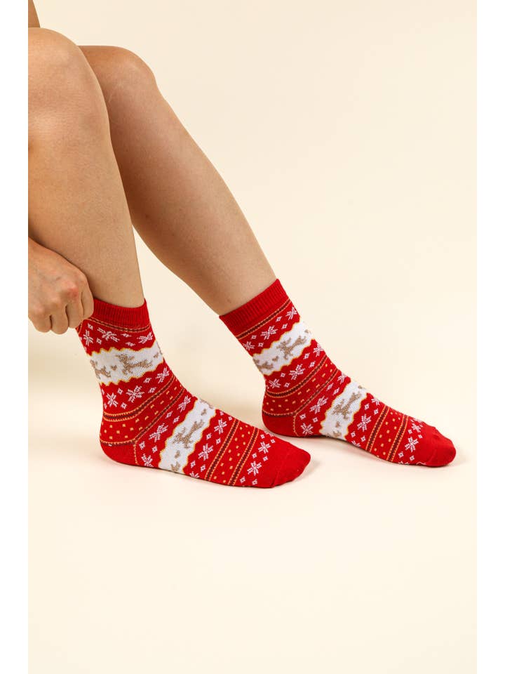 VERY J - Wholesale Socks - Women's - SC10042C-Christmas Graphic Crew Socks