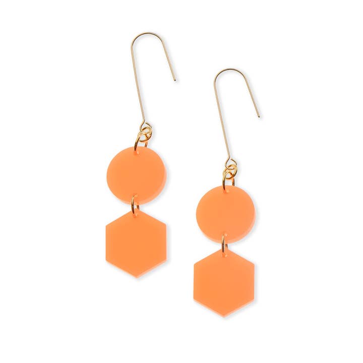 Belle Geometriske dinglende øreringe i Neon Orange for engroshandel hos By Chavelli