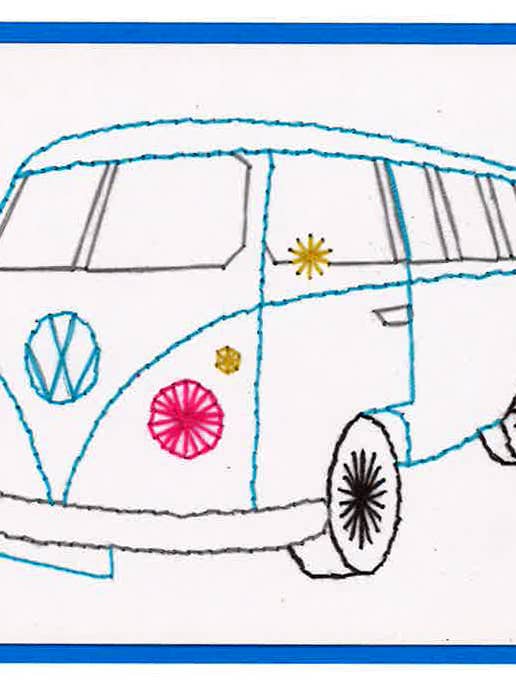 VW Van- Hand Stitched Greeting Cards for wholesale by Woven Dignity