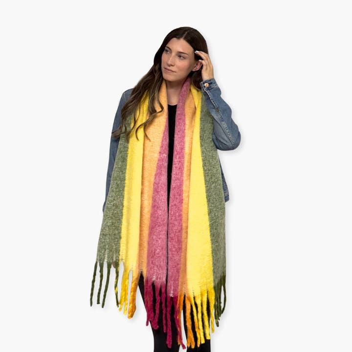 Humble Hilo - Wholesale Scarf – Women's - Humble Hilo Woven Chunky Scarf Cocoon Fringe18