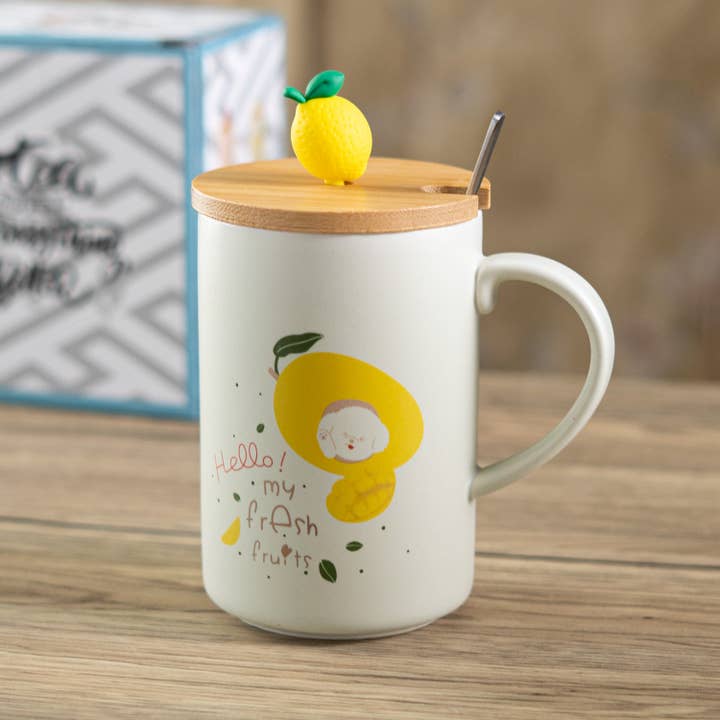 Urban Tokyo - Wholesale Coffee Mug - Lemon 12oz Mug With Lid and Spoon (10/30)3