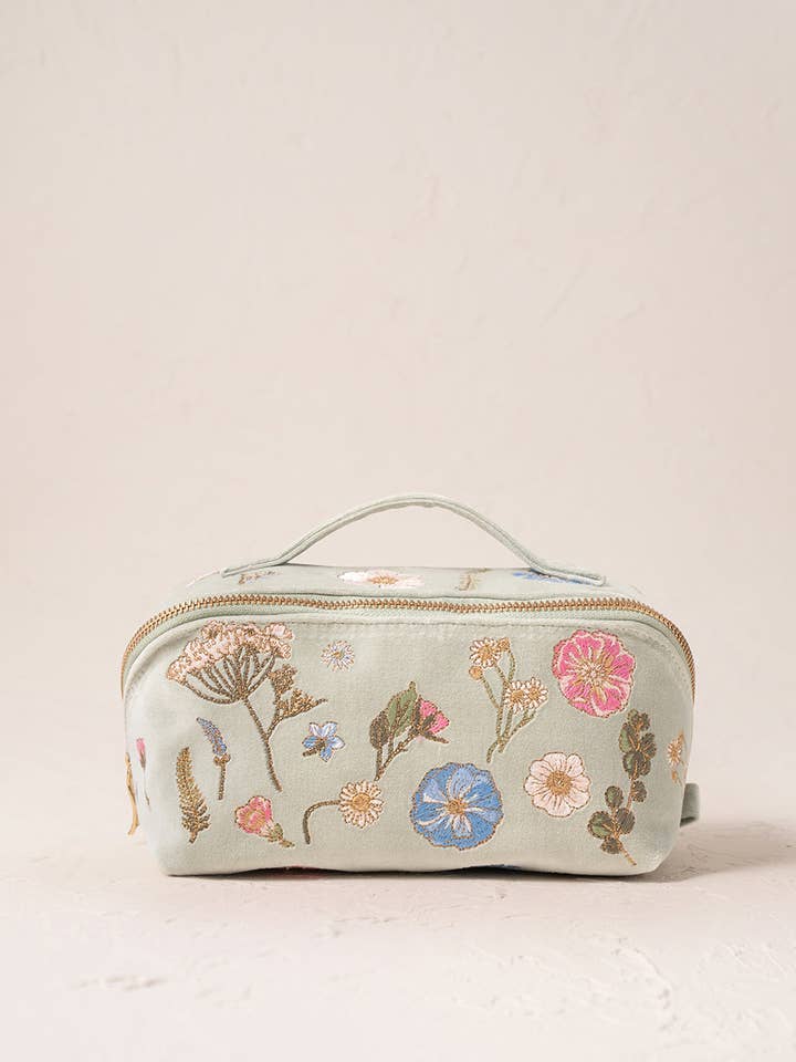 Pressed Flowers Open Flat Makeup Bag for wholesale by Elizabeth Scarlett Ltd