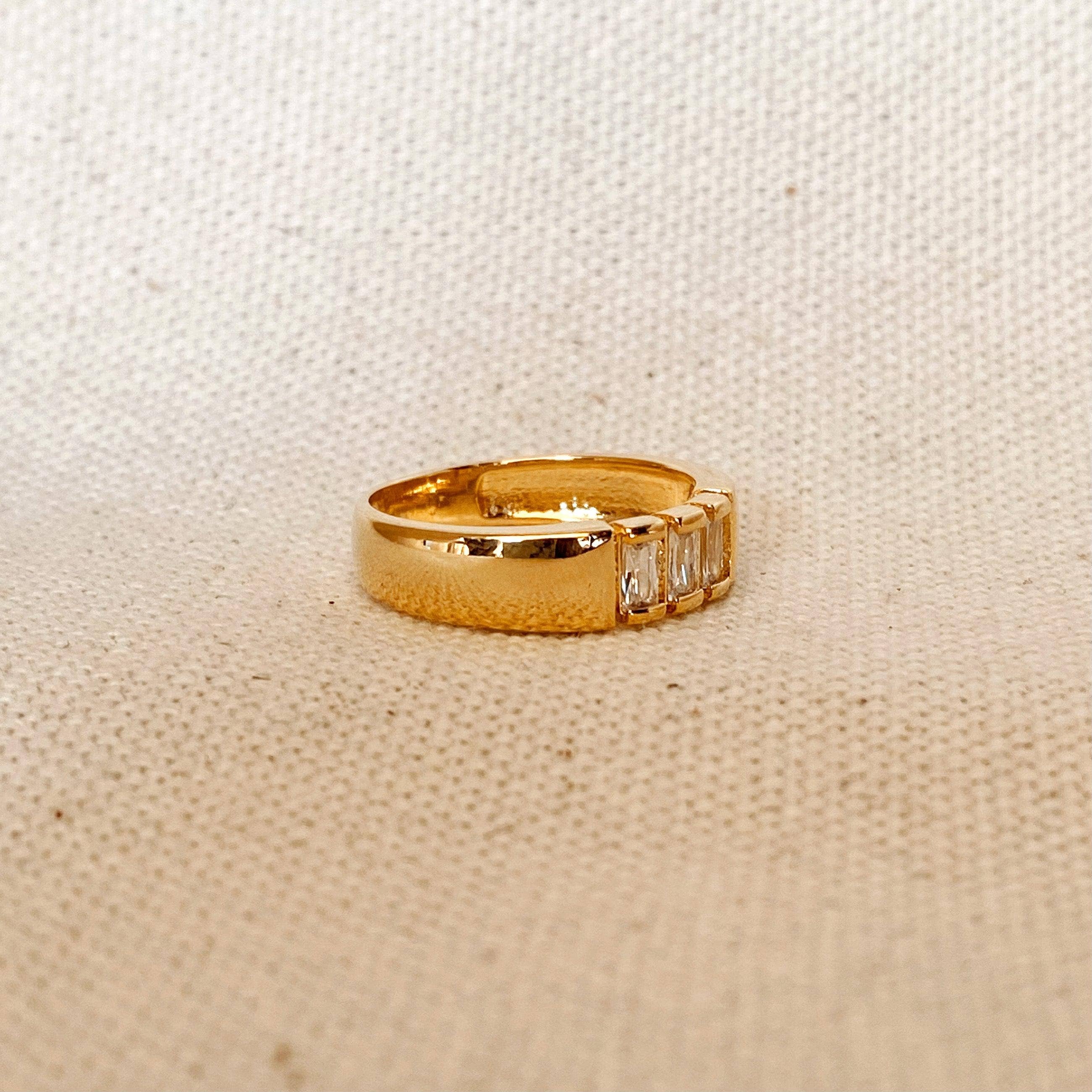 GoldFi - Wholesale Multi-Stone Ring - 18k Gold Filled Trio baguette Cubic Zirconia Stone Ring5