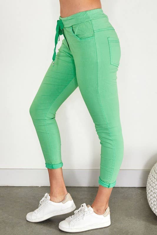 VENTI6 - Wholesale Athletic Sweatpants/Joggers - Women's - SOLID DRAWSTRING CRINKLE JOGGERS (6175-SOLID)5