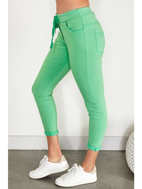 VENTI6 - Wholesale Athletic Sweatpants/Joggers - Women's - SOLID DRAWSTRING CRINKLE JOGGERS (6175-SOLID)5