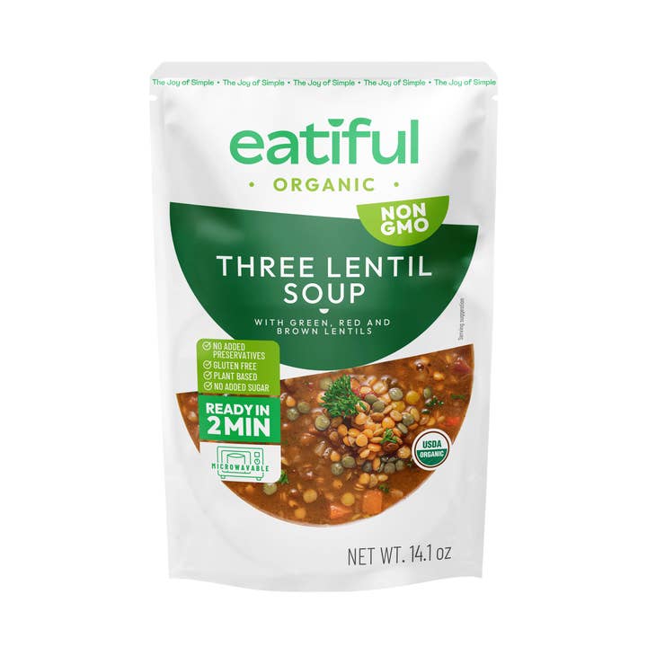 Soupe aux trois lentilles bio Eatiful pour la vente par Point One International