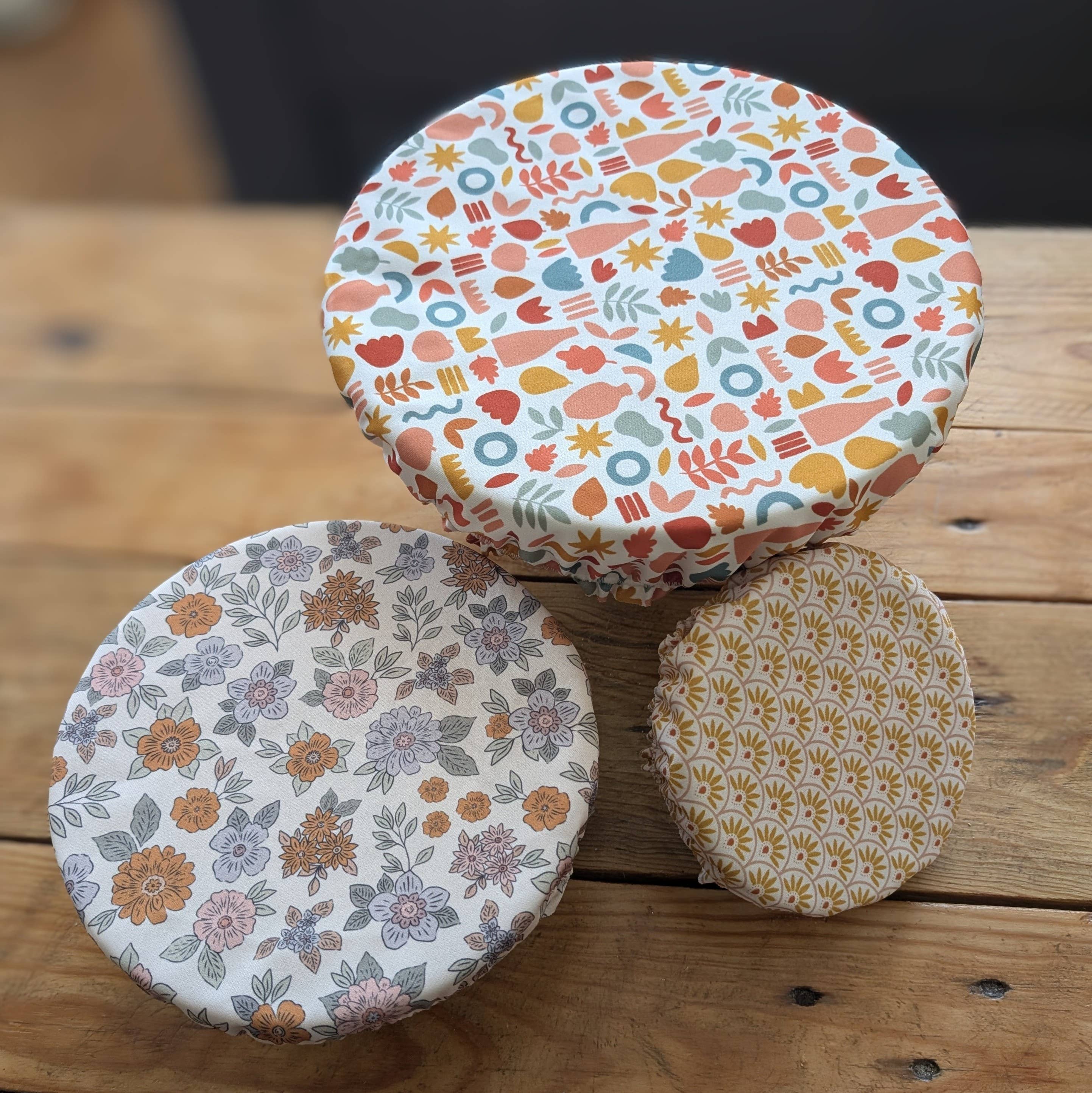 Les Mimines Montpellieraines - Wholesale Food Storage Wrap/Bag - Set of 3 Flat Bowl Covers, Washable and Reusable0