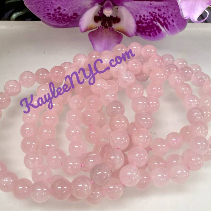 KayleeNYC - Wholesale Beaded Bracelet - Natural Rose Quartz 8mm 7.5” Crystals Healing Energy 5
