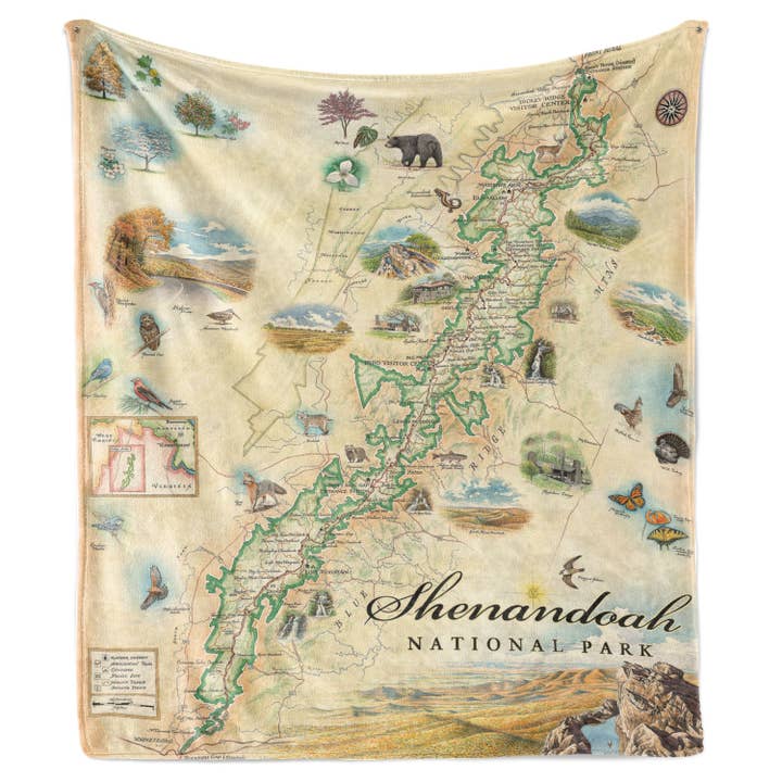 XPLORER MAPS - Wholesale Throw Blanket - Shenandoah National Park Map Fleece Blanket1