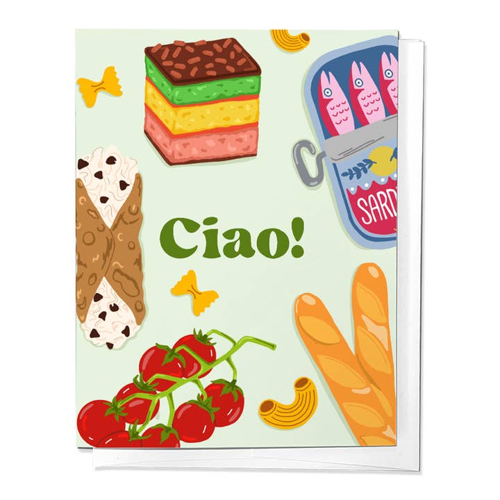 Ciao! Italian Foods and Desserts General Greeting Card for wholesale by Parcel Island