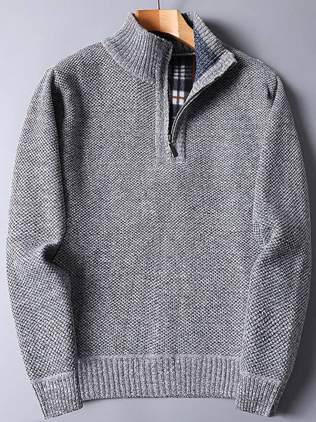 Ecovear – wholesale Knitted jumper – Men′s – Mens Knit Quarter Zip Pullover Sweater Ribbed