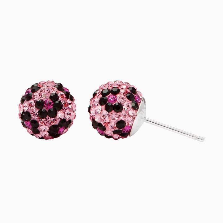 Pink Leopard Sparkle Ball™ Stud Earrings for wholesale by Hillberg & Berk