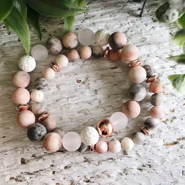 Ashlen - Wholesale Beaded Bracelet - PINK ZEBRA JASPER BRACELET1