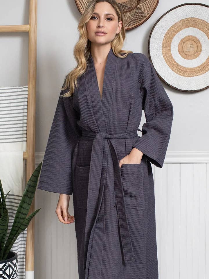 Lotus Linen - Wholesale Robe - Women's - Lightweight Cotton Waffle Robe for Women- SPA Bathrobe25