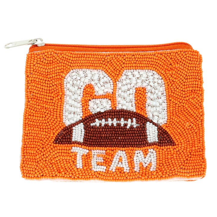 SP Sophia Collection - Wholesale Coin Purse - Women's - Go Team Seed Beaded Football Coin Bag 3