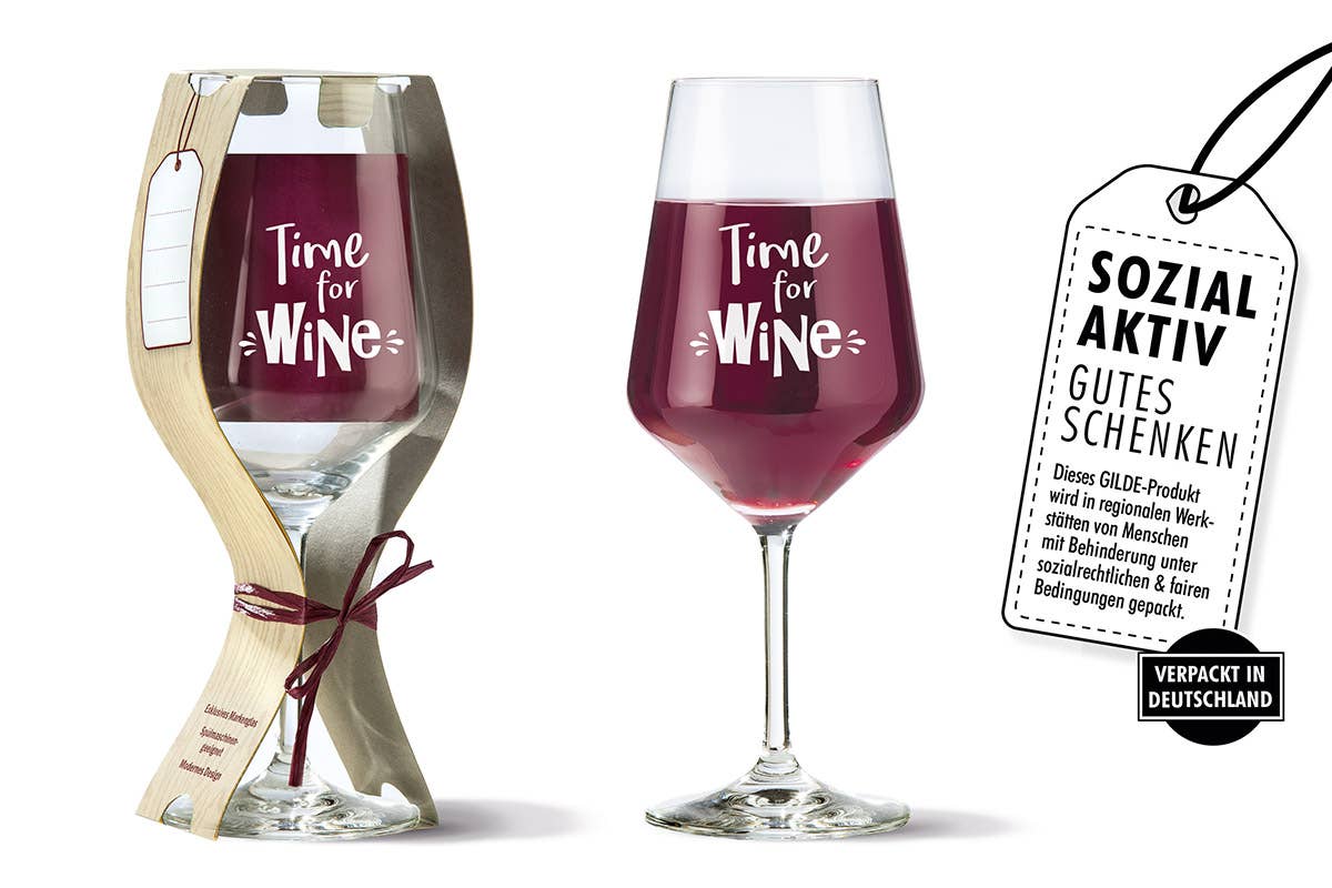 Gilde Handwerk Macrander GmbH & Co. KG - Wholesale Wine Glass - Glass Wine Glass “Time for Wine” VE 61