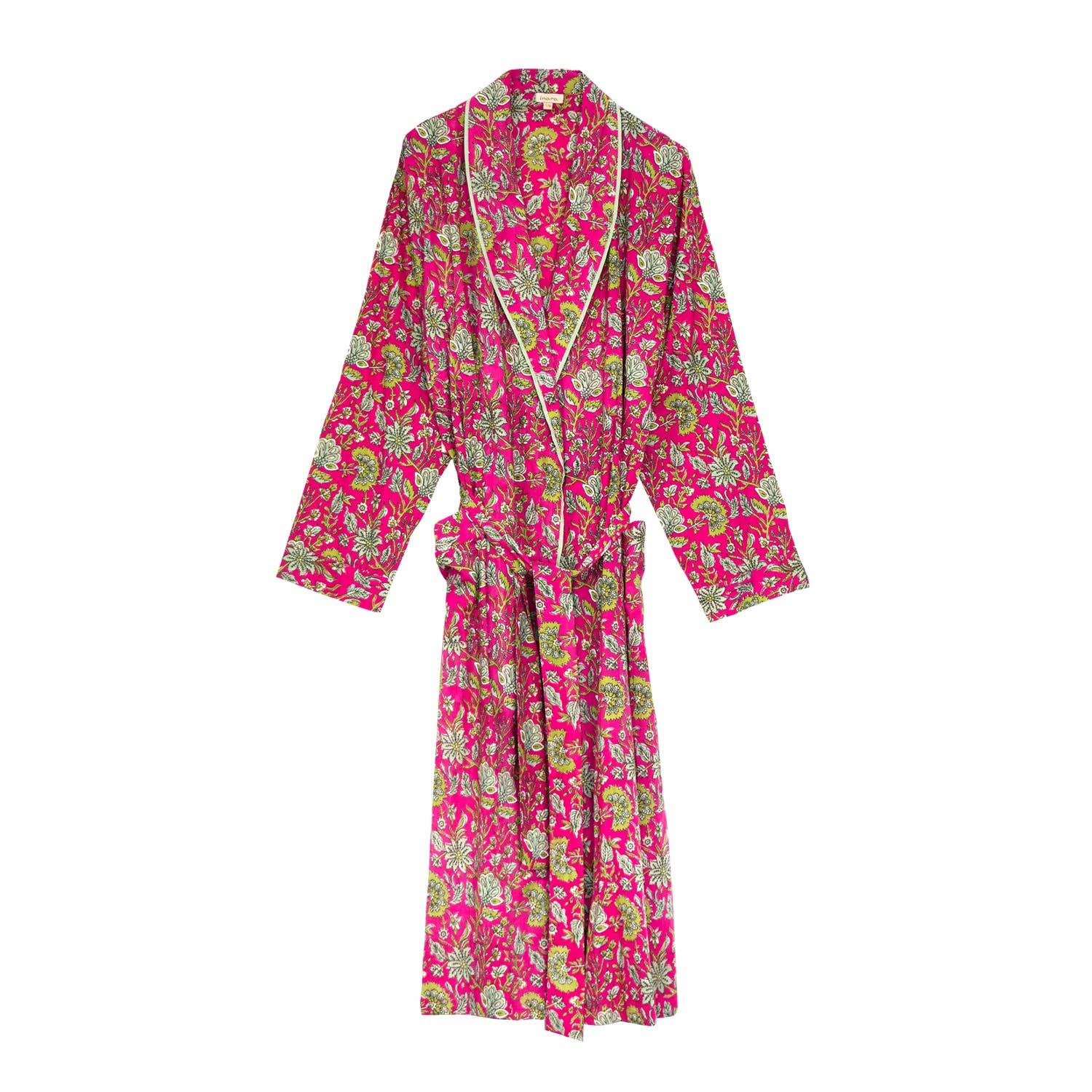 inara - Venta al por mayor Bata - Mujer - Bata de algodón con estampado floral para mujer - Fucsia Freesia4
