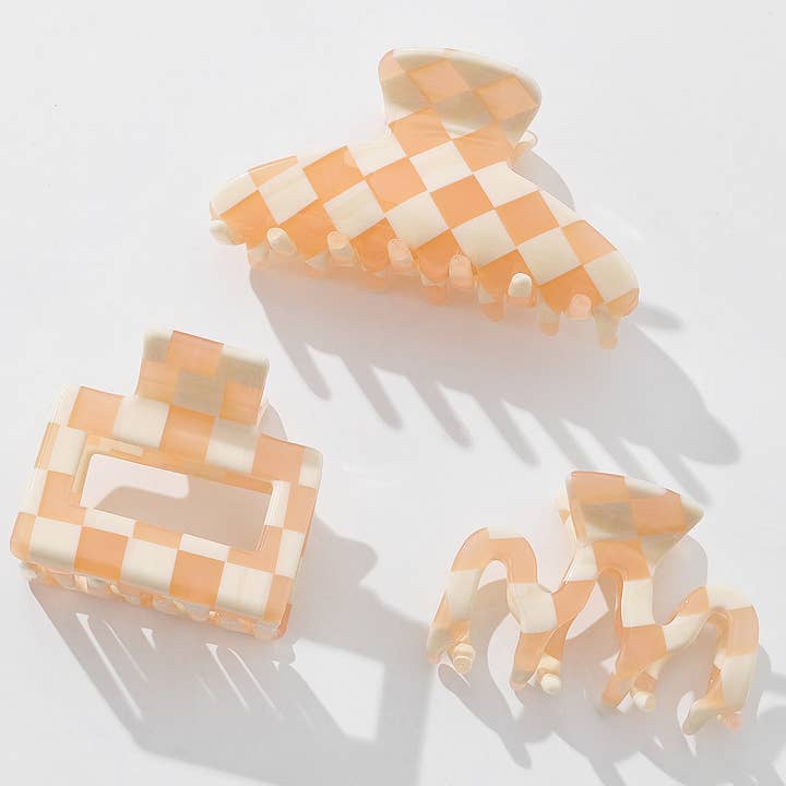 Pumpkin Checkmate S/M | Assorted Small/Medium Claw Clip for wholesale by Adorro