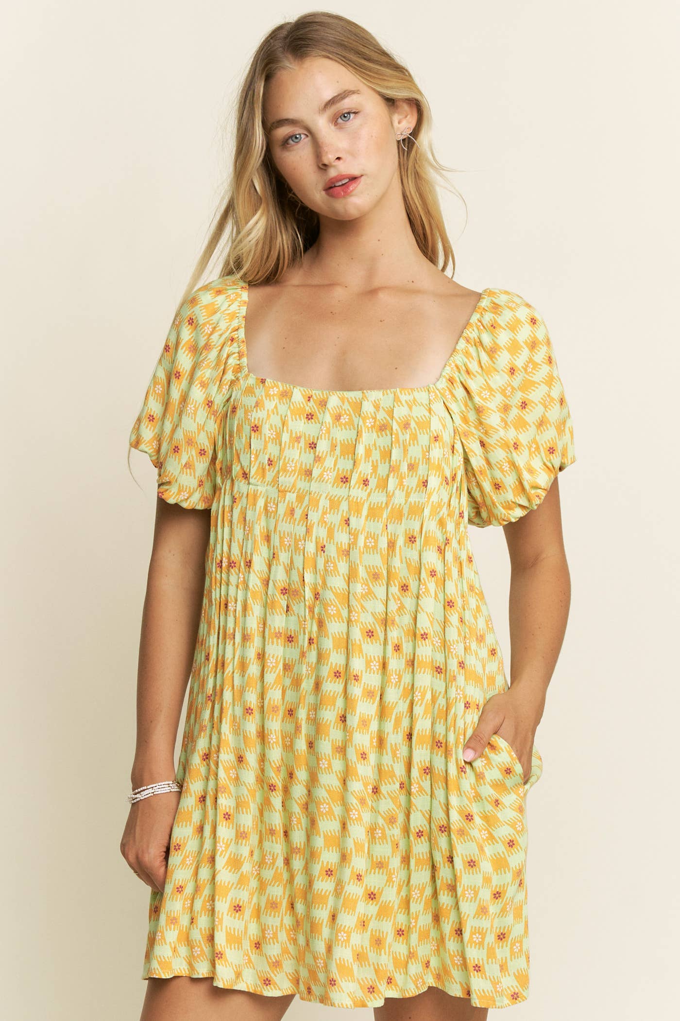 Hersy - Wholesale Dress - Women's - PUFF SLEEVE MINI DRESS- HD02203