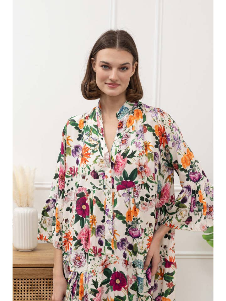 Happy look - Wholesale Dress - Women's - Maxi dress in floral printed viscose