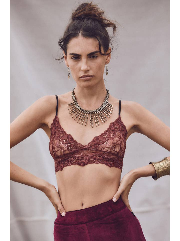 Kultcha Collective - Wholesale Bralette – Women's - Enchanted Garden Bralette Wine1