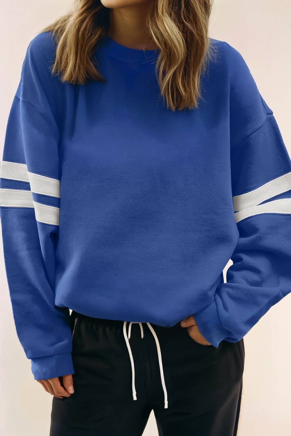 LA Society - Wholesale Sweatshirt - Women's - Striped Detail Drop Shoulder Oversized Boyfriend sweatshirt9