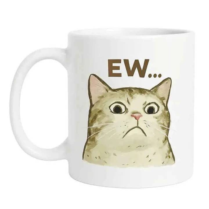 Funny Cat Coffee Mug EW Disgusted Cat Ceramic Mug Novelty Gift 11oz for wholesale by Leafe