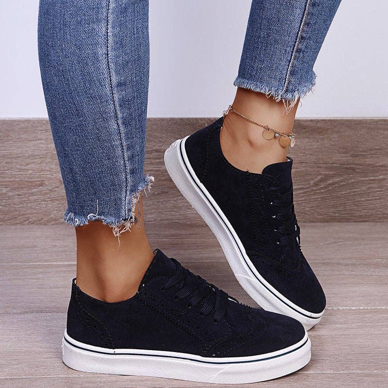 Beyond Apparel - Wholesale Lifestyle Sneakers - Women's - Suede Lace-Up Flat Sneakers5