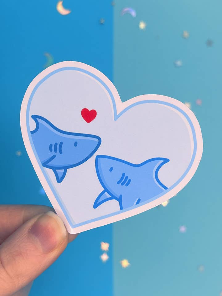 Autocollant unique Requins amoureux pour la vente par Poppodopolis