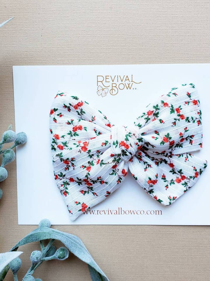 Large Bow on Clip • Festive Floral for wholesale by Revival Bow Co.