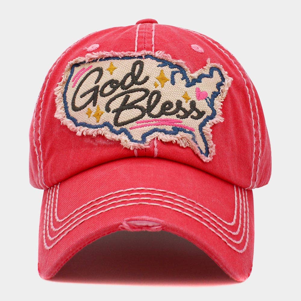 Sensibling Corp. - Wholesale Baseball Cap - Women's - God Bless Message USA Map Vintage Baseball Cap5