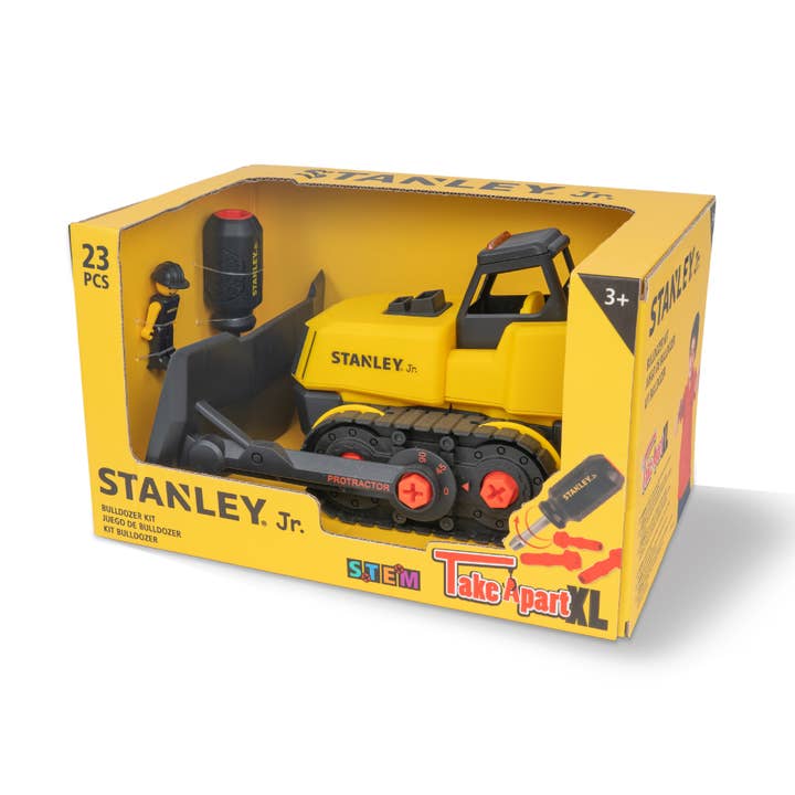 Red Toolbox Stanley Jr. Take Apart XL Bulldozer Kit for wholesale by Toysmith
