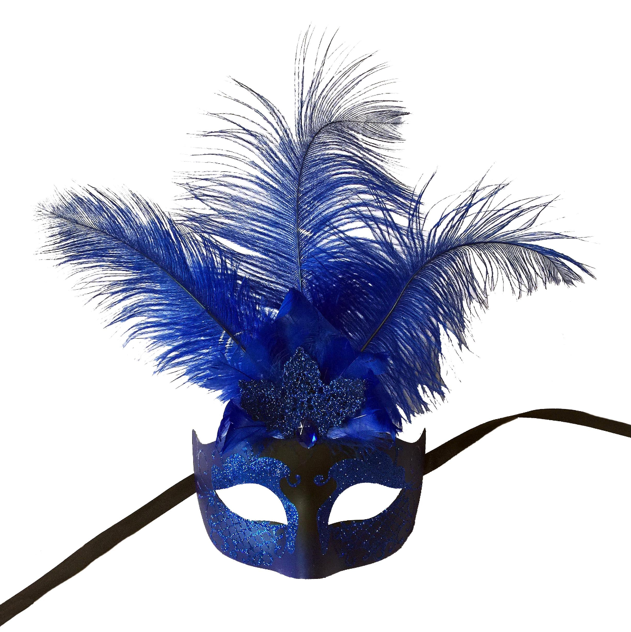 Mardi Gras Creations - Wholesale Costume - Unisex - Mask With Glitter Face And Feathers1