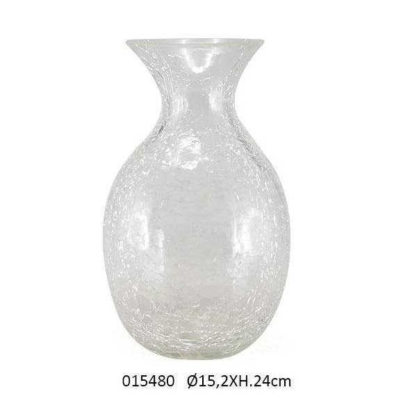 Crackled Glass Vase 'Infinity' Lg Ø15.2 X H.24 cm for wholesale by Faye