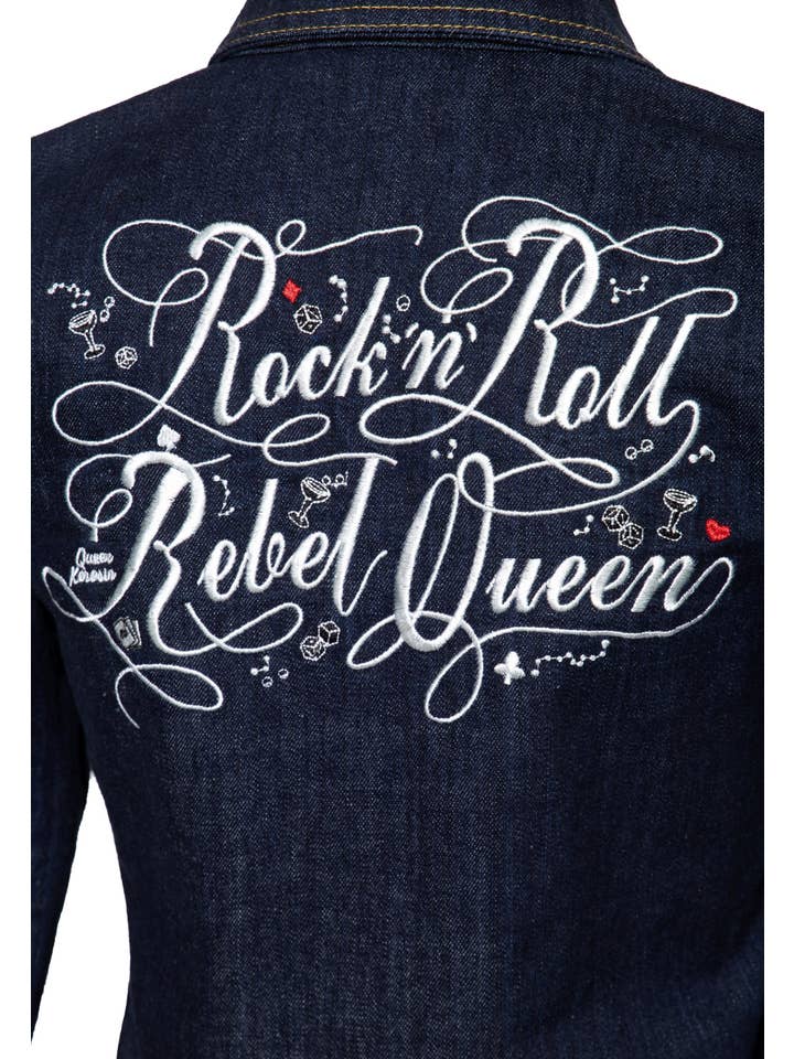 denim Rock 'n' Roll Rebel Queen Denim arbetskläder jacka för wholesale på Faire
