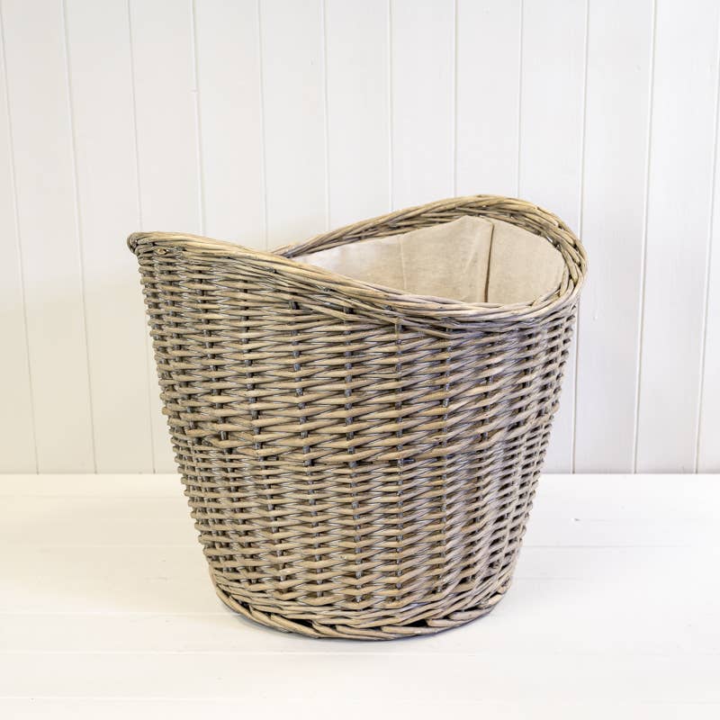 Satchville – wholesale Basket – Willow Oval Log Basket With Hessian Liner
