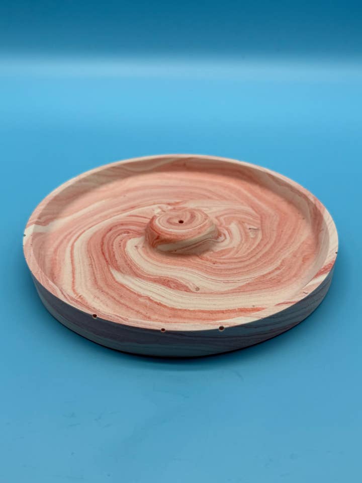 Porta Incenso Rotondo Rosa Effetto Marmo - Decorazione Artigianale di Design per la vendita all'ingrosso da parte di Wichtigedinge