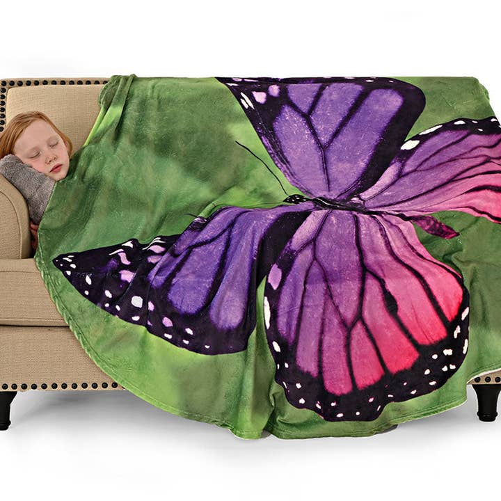The Fun Home Novelty Company - Venta al por mayor Mantas de sofá - Manta redonda tradicional mariposa púrpura 68 «diámetro