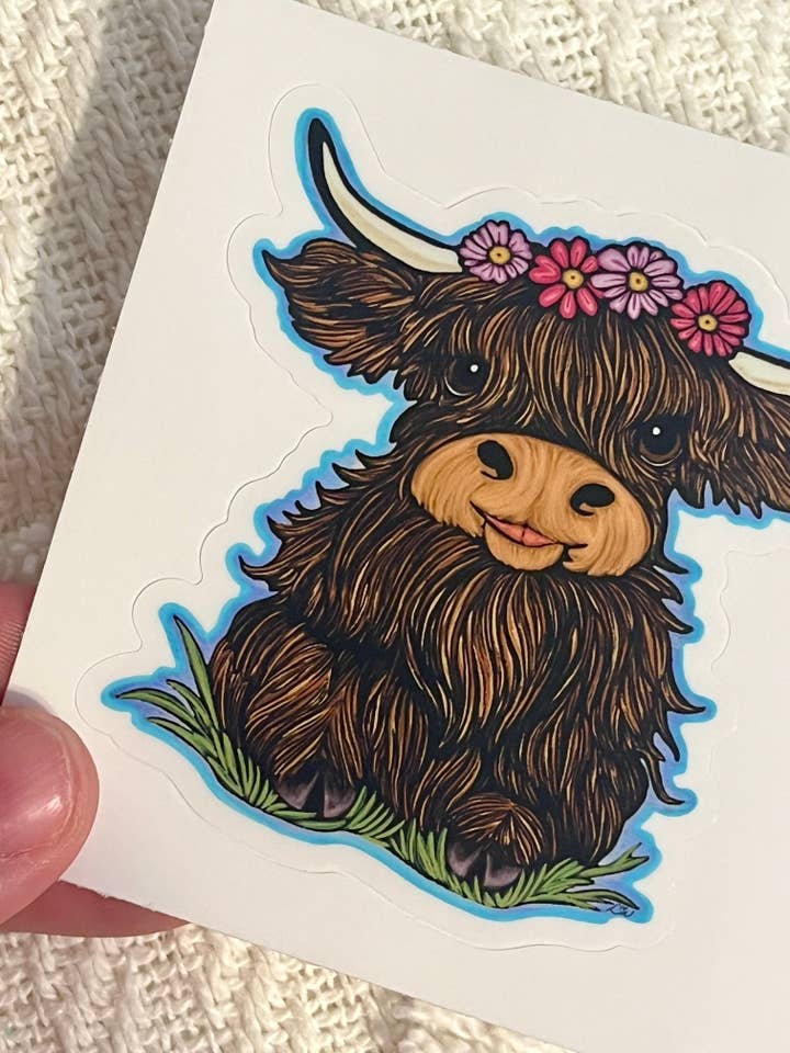 Highland Cow Sticker for wholesale by ON THE GO Studio