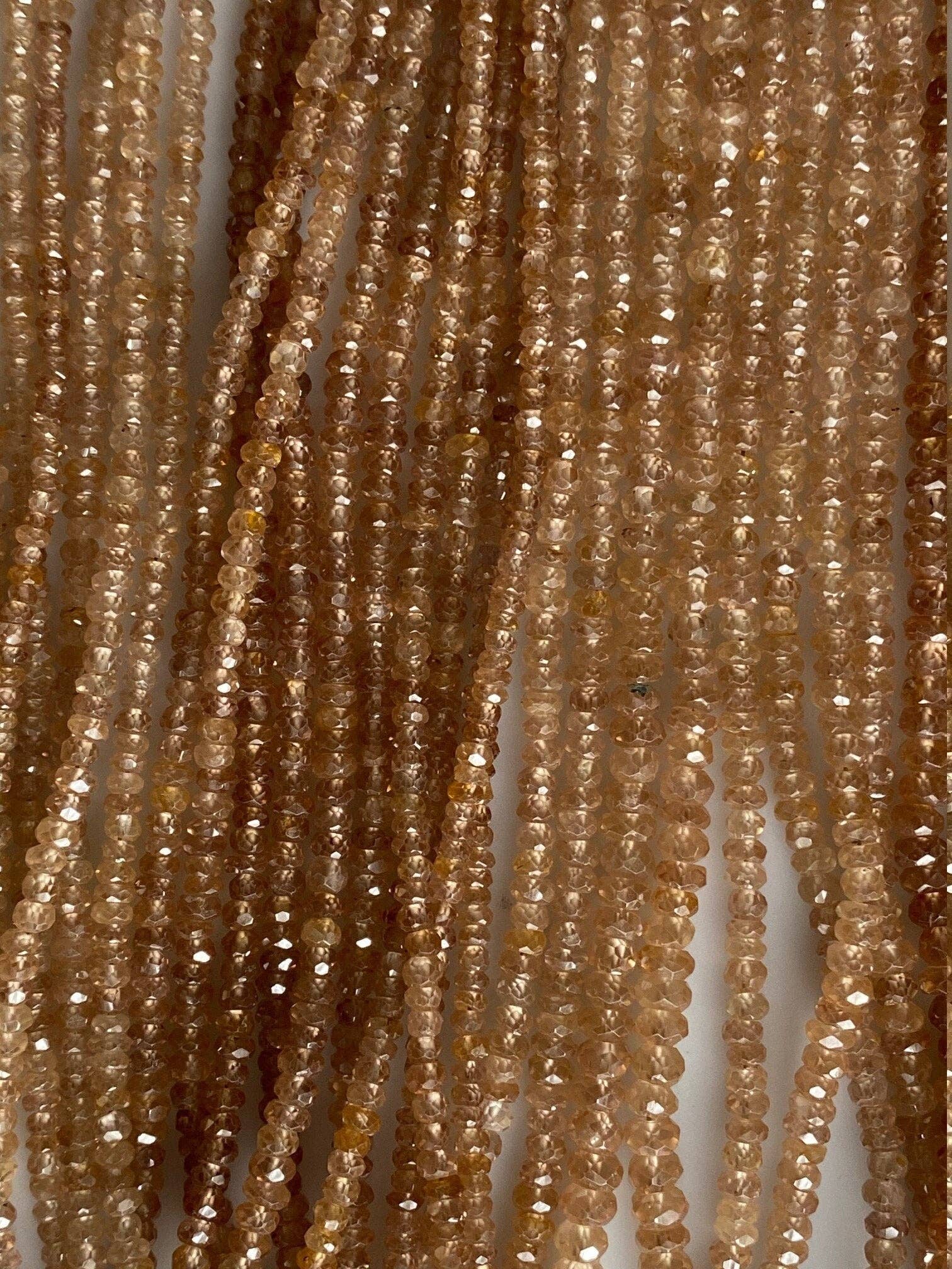 Purity Beads - Wholesale Kralen - CZ Kralen, CZ Rondellen, Gefacetteerd, Natuurlijk, Gegradueerde strengen, Geweldige Kwaliteit CZ, Bruine Cubic Zirkonia.2