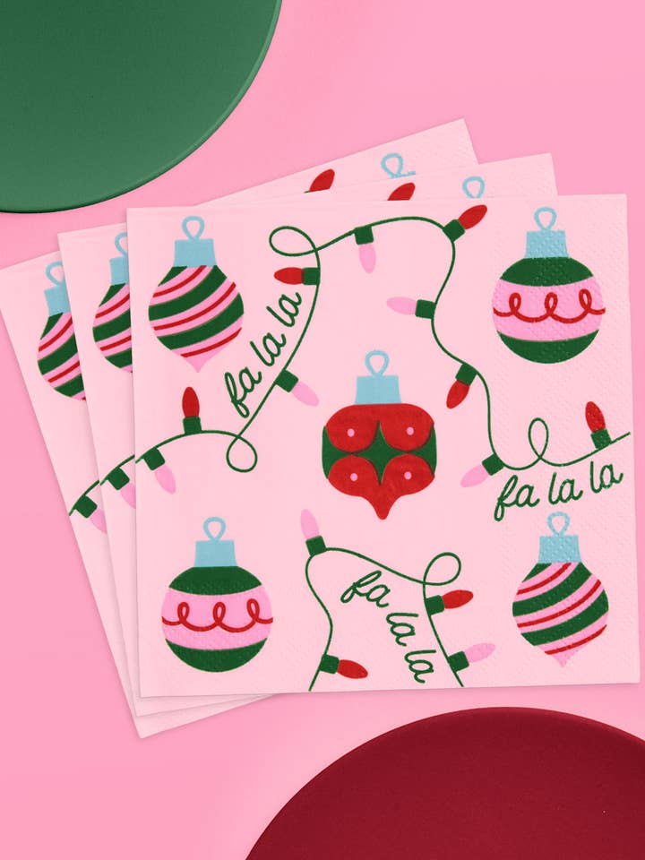 Serviettes "Deck the Halls" - 25 serviettes carrées xmas noël tablescape de fête pour la vente par Petit Fetti