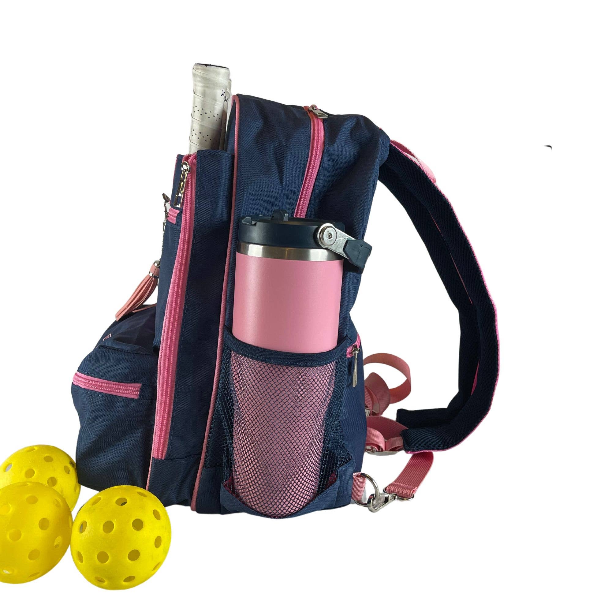 Fresh Pickle – wholesale Sports bag – Unisex – The Teddi Pickleball Backpack Navy / Pink2